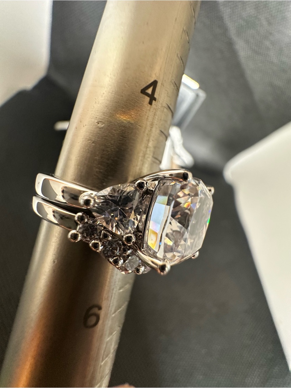 Jewelry | Effinny Silver Diamond Accent Wedding Ring Set Size 5 | Poshmark